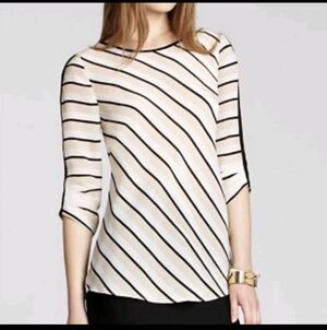 BCBGMaxAzria Black and White Striped Blouse